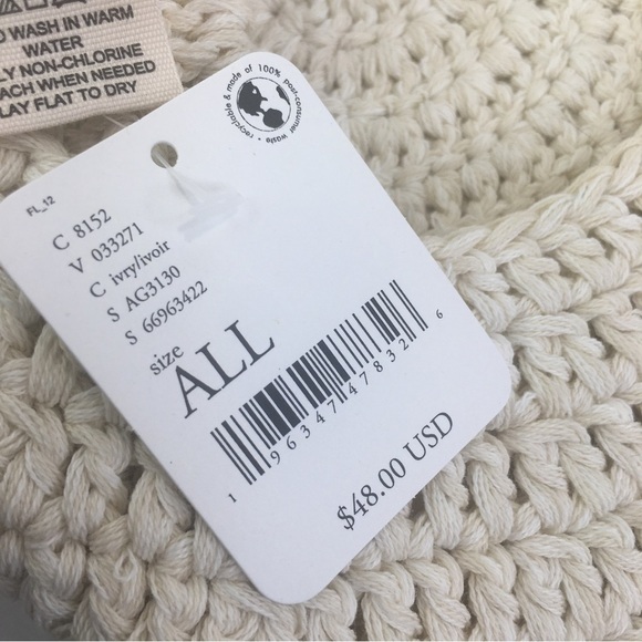 NWT NEW Free People Darla Crochet Beret Ivory White One Size main image 6